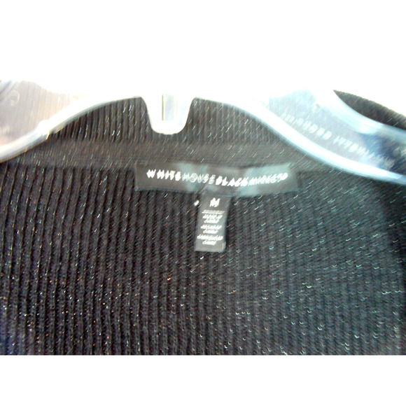 White House Black Market Long Sleeve Sweater Wrap Black Metallic Thread Size M - Picture 3 of 11